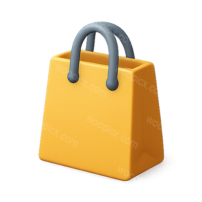 Stylized Yellow Shopping Bag Icon for E-commerce