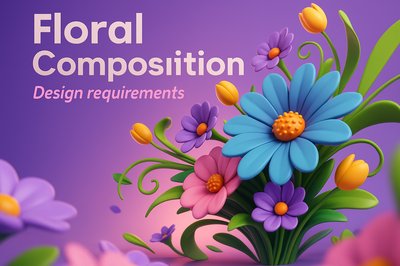 Dynamic Floral Composition in 3D Design