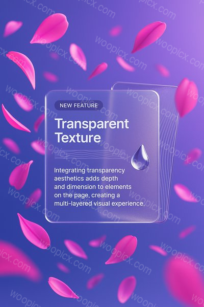 Flying Pink Petals with Transparent Feature Card Design