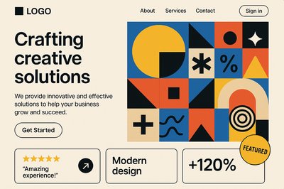 Modern Landing Page Design with Geometric Elements