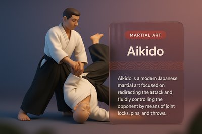 3D Illustration Depicting Aikido Martial Arts Techniques