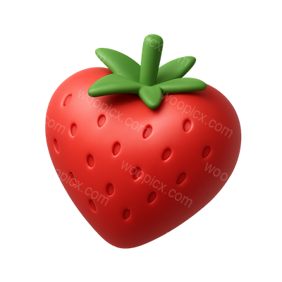 3D Strawberry Heart Icon with Isometric Perspective
