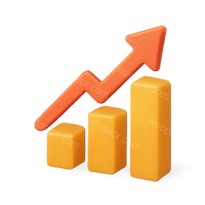 Stylized Bar Graph with Upward Trend