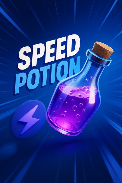 Dynamic Speed Potion Illustration with Bold Typography