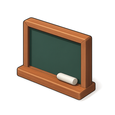 3D Chalkboard Icon with Chalk on Transparent Background