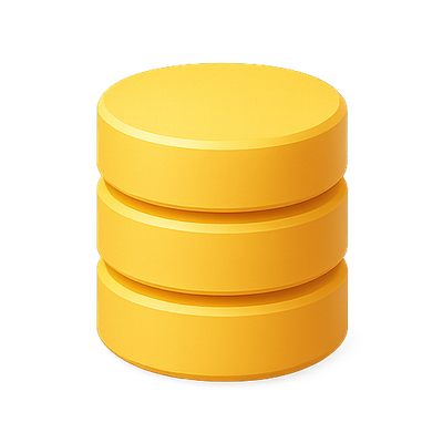 3D Illustration of Yellow Database Stacks