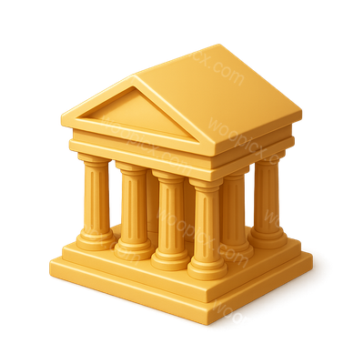 3D Icon of a Classic Greek Temple with Golden Finish