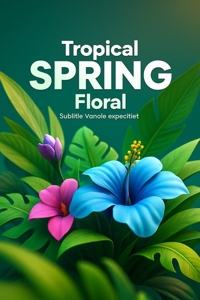 Vibrant Tropical Spring Floral Design with Lush Greenery
