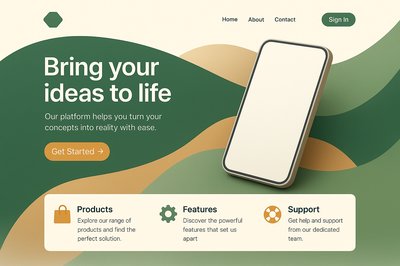 Creative Landing Page Design Featuring a Mobile Mockup
