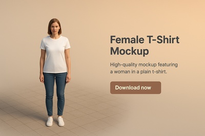 Realistic Female T-Shirt Mockup in Minimalist Setting
