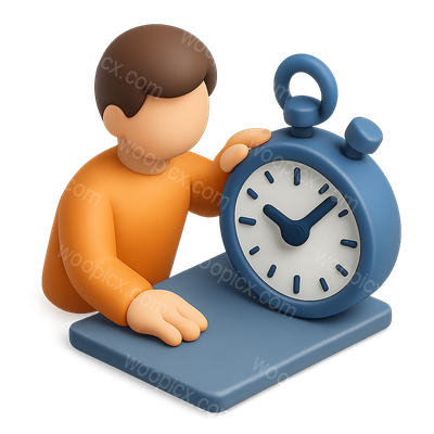 3D Timer Icon with Person Interacting