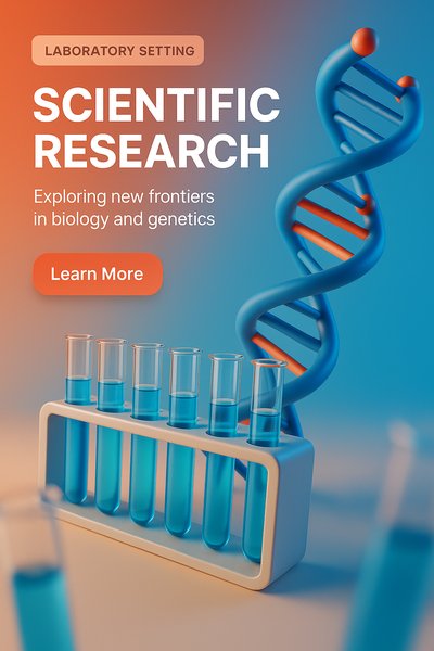 3D Illustration of Scientific Research in a Laboratory Setting