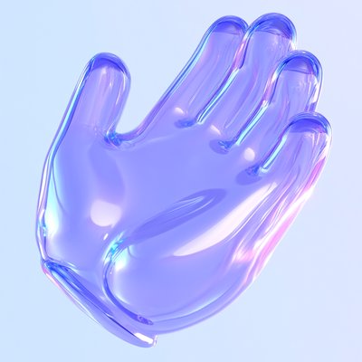 Stylized 3D Render of a Transparent Hand