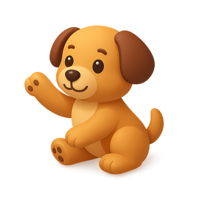 Playful 3D Puppy Icon with Volumetric Design