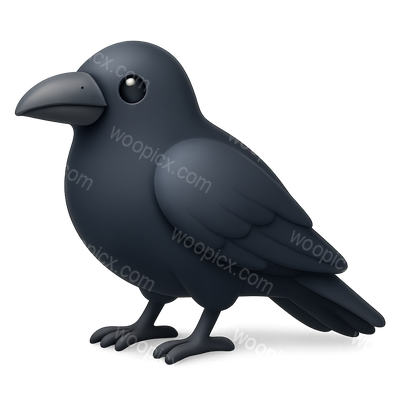 Stylized Giant Raven Icon in 3D Isometric View