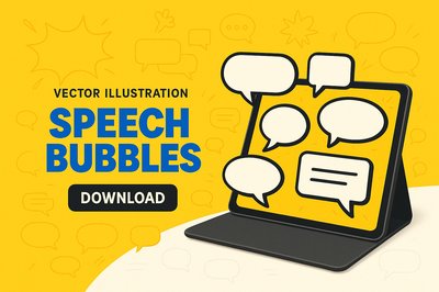 Modern Comics Chat Interface with Speech Bubbles and Tablet