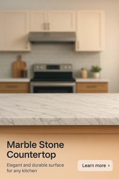 Elegant Marble Stone Kitchen Countertop Illustration