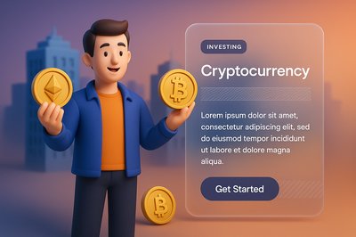 Man Holding Cryptocurrency Coins in Urban Setting