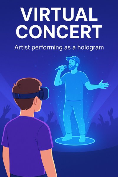 Virtual Concert Illustration Featuring Holographic Performer