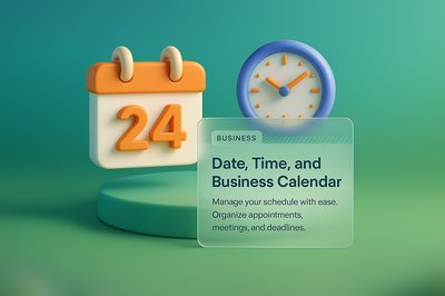 3D Illustration of Business Calendar and Clock