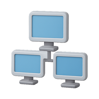 Stylized Illustration of Three Computer Monitors