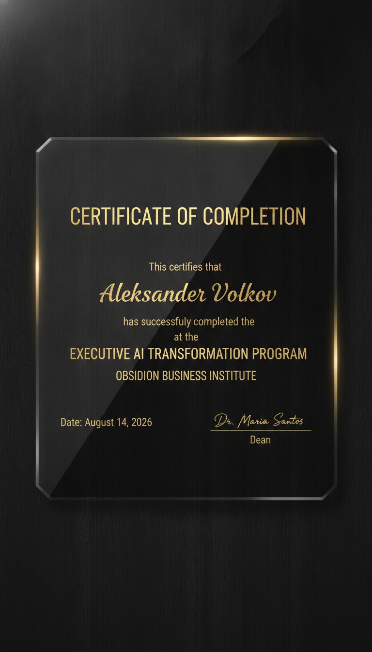 Elegant smoked glass certificate design