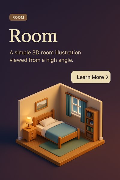 Stylish 3D Room Illustration from a High Angle Perspective
