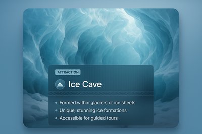Stunning Ice Cave Design with Informative Overlay