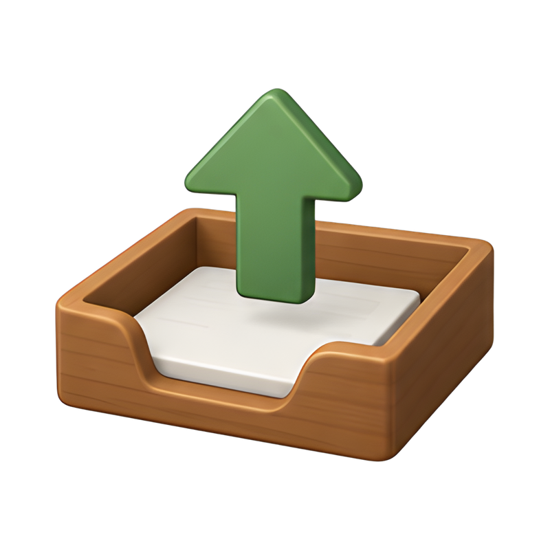 Share tray with upward arrow