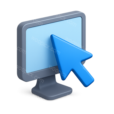 Stylized 3D Arrow Icon on Computer Screen