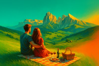 Romantic Picnic in the Dolomites with Scenic Views