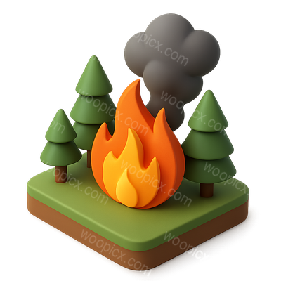 Stylized Forest Fire Illustration in 3D