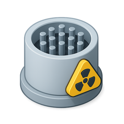 3D Nuclear Reactor Core Icon with Isometric View