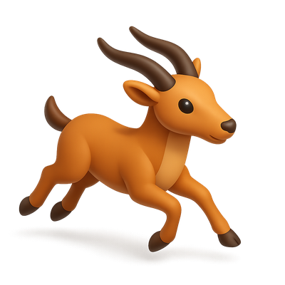 3D Antelope Icon in Motion with Isometric View