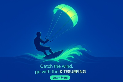 Dynamic Kitesurfing Scene with Fluorescent Glow