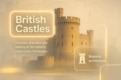 Promotional Graphic Showcasing British Castles and Architecture