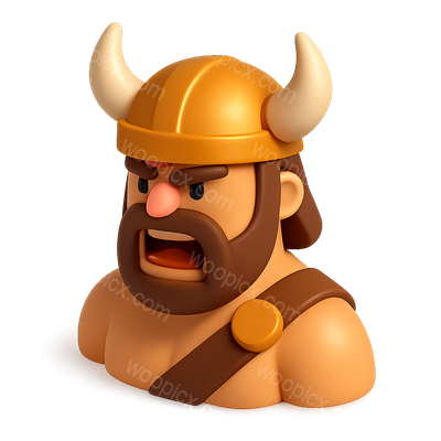 Stylized 3D Barbarian Icon with Isometric View
