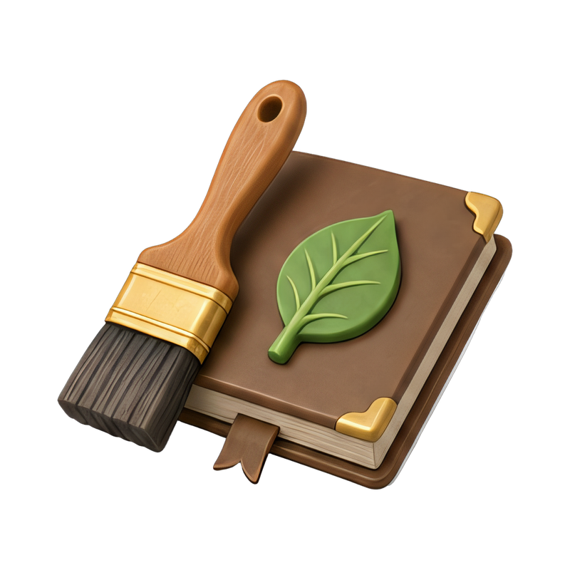 Gilder brush with leaf book