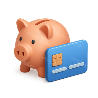 3D Piggy Bank Icon with Card in Isometric View