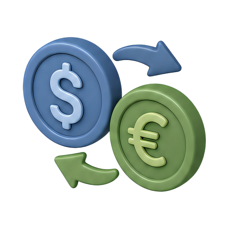Currency exchange arrows concept