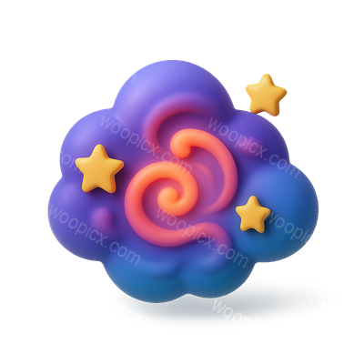 Colorful 3D Nebula Icon with Stars in Isometric View