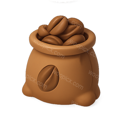 Stylized Coffee Bean Bag Icon for Branding