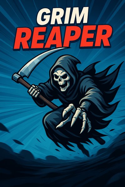Dynamic illustration of the Grim Reaper character in a vivid style