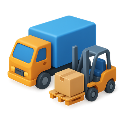 3D Truck and Forklift Icon with Volumetric Design