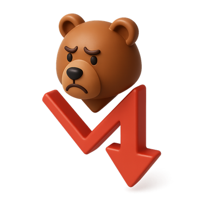 3D Bear Market Icon Representing Downward Trend
