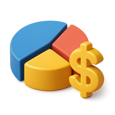 3D Dollar Pie Chart Icon with Isometric Design