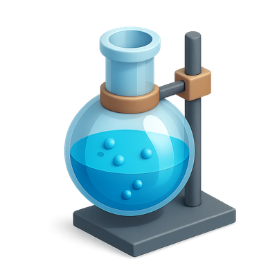 3D Chemical Apparatus Icon with Volumetric Effect