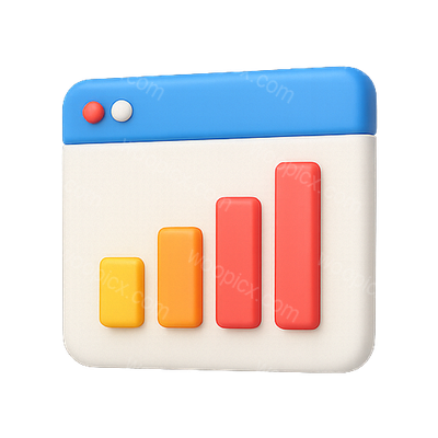 3D Bar Chart Icon Representing Growth Metrics