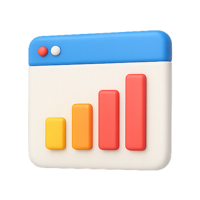 3D Bar Chart Icon Representing Growth Metrics