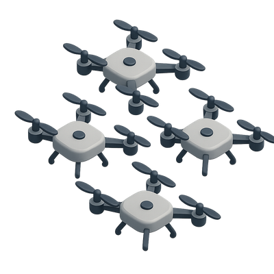 3D Drone Swarm Icon with Isometric View
